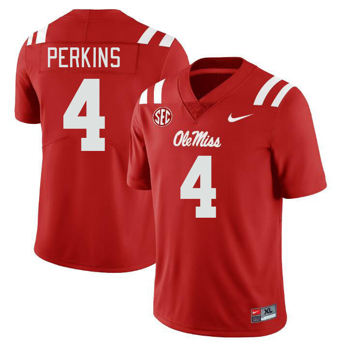 Men #4 Suntarine Perkins Ole Miss Rebels College Football Jerseyes Stitched Sale-Red